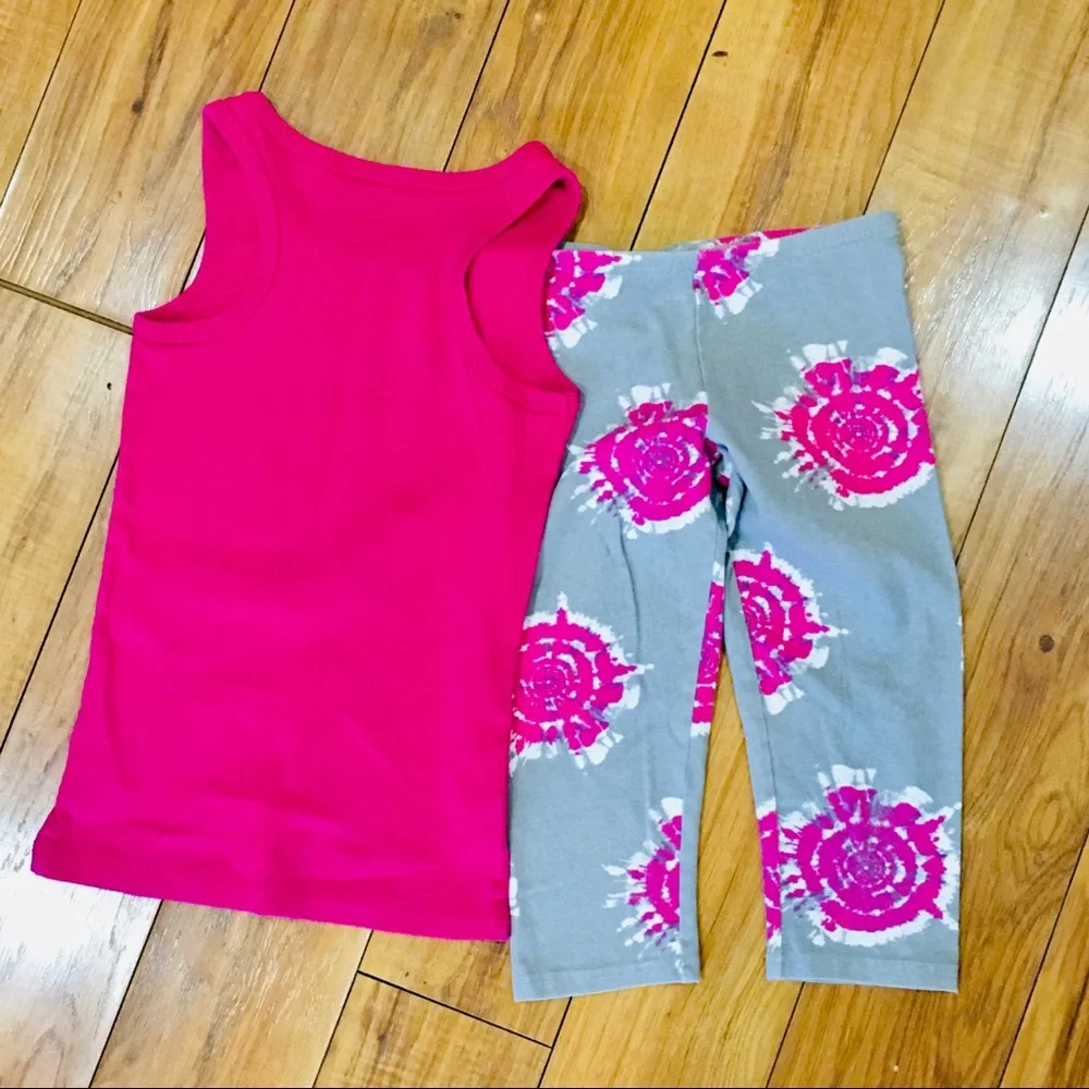 Love pink tank top shirt and matching grey gray leggings pants -girl 7 8… - Picture 3 of 3